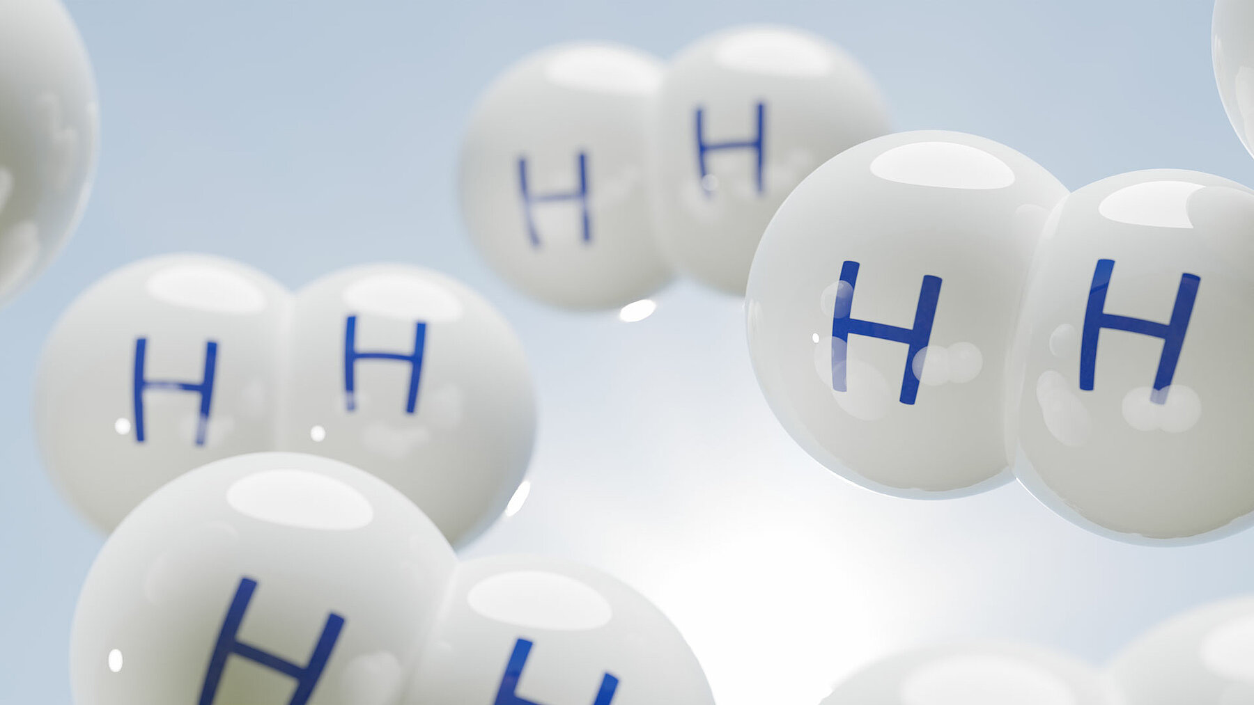 Wasserstoff-Moleküle, bestehend aus jeweils zwei Wasserstoff-Atomen